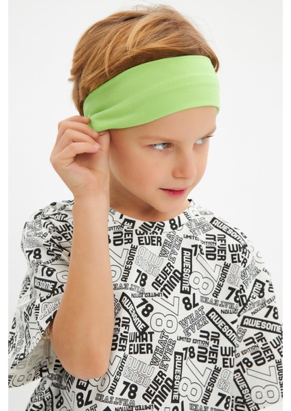 Yeşil Beyaz Erkek Çocuk Pamuklu Penye Oversize Beyaz T-Shirt Yeşil Bandana 2'li Takım modelleri