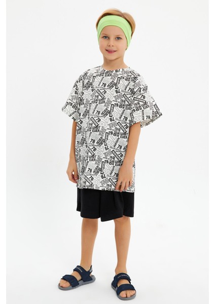 Yeşil Beyaz Erkek Çocuk Pamuklu Penye Oversize Beyaz T-Shirt Yeşil Bandana 2'li Takım indirimleri