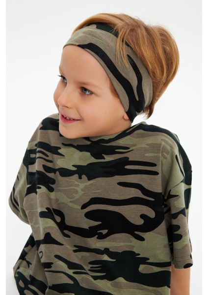 Kamuflaj-Kamuflaj Erkek Çocuk Pamuklu Penye Oversize Kamuflaj T-Shirt Bandana İkili Takım fiyatları