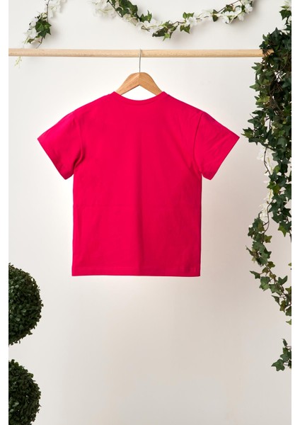 Fuşya Kız Çocuk Kısa Kollu Bisiklet Yaka Terletmez, Rahat Pamuklu Penye T-Shirt fiyatları