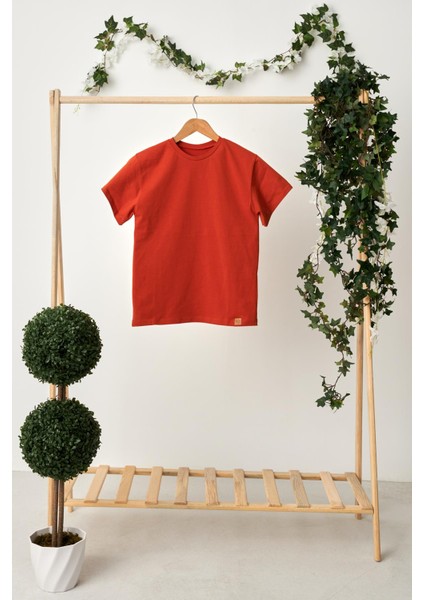 Kiremit Kız Çocuk Kısa Kollu Bisiklet Yaka Terletmez, Rahat Pamuklu Penye T-Shirt fırsatları