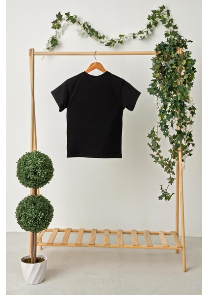 Siyah Kız Çocuk Kısa Kollu Bisiklet Yaka Terletmez, Rahat Pamuklu Penye T-Shirt indirimleri