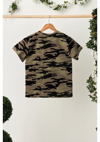 Kamuflaj Kız Çocuk Kısa Kollu Bisiklet Yaka Terletmez, Rahat Pamuklu Penye T-Shirt fiyatları