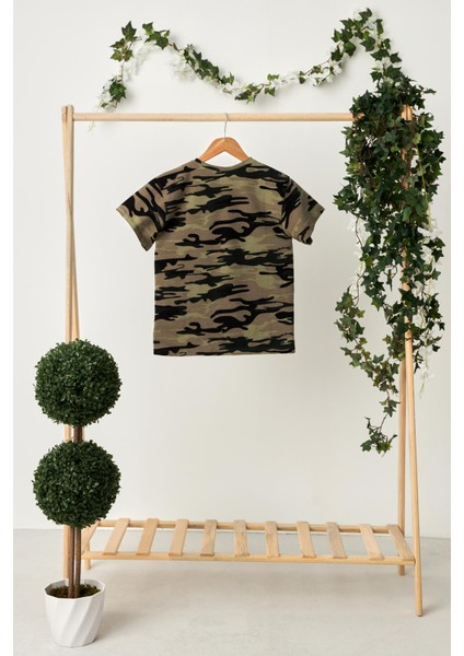 Kamuflaj Kız Çocuk Kısa Kollu Bisiklet Yaka Terletmez, Rahat Pamuklu Penye T-Shirt indirimleri