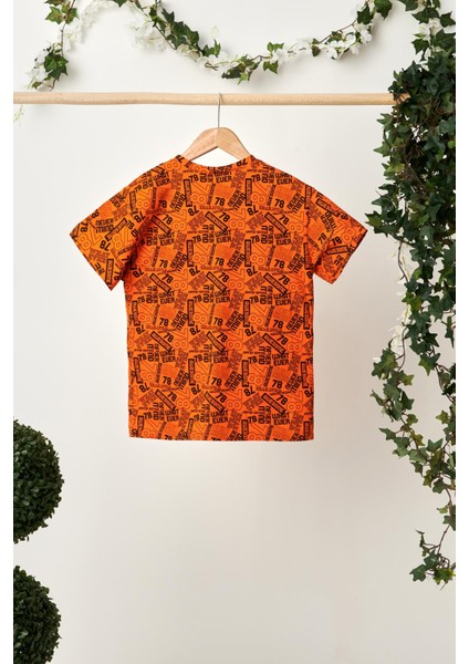 Turuncu Kız Çocuk Kısa Kollu Bisiklet Yaka Terletmez, Rahat Pamuklu Penye T-Shirt fiyatları