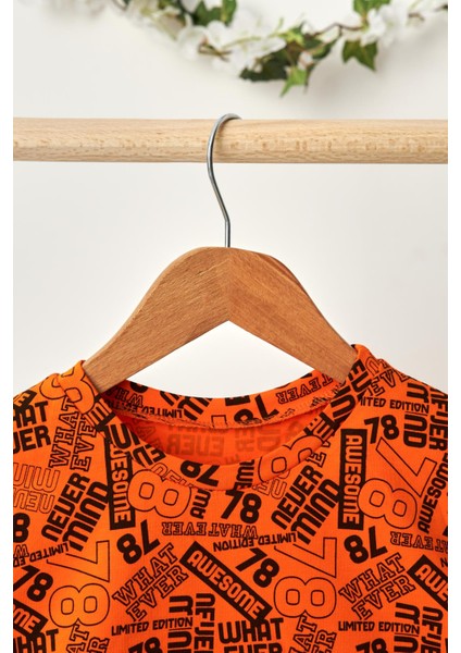 Turuncu Kız Çocuk Kısa Kollu Bisiklet Yaka Terletmez, Rahat Pamuklu Penye T-Shirt modelleri