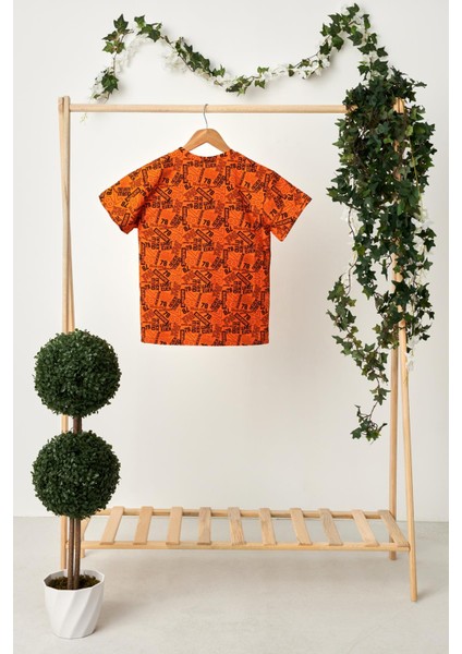 Turuncu Kız Çocuk Kısa Kollu Bisiklet Yaka Terletmez, Rahat Pamuklu Penye T-Shirt indirimleri