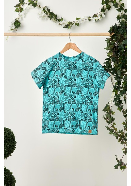 Turkuaz Kız Çocuk Kısa Kollu Bisiklet Yaka Terletmez, Rahat Pamuklu Penye T-Shirt