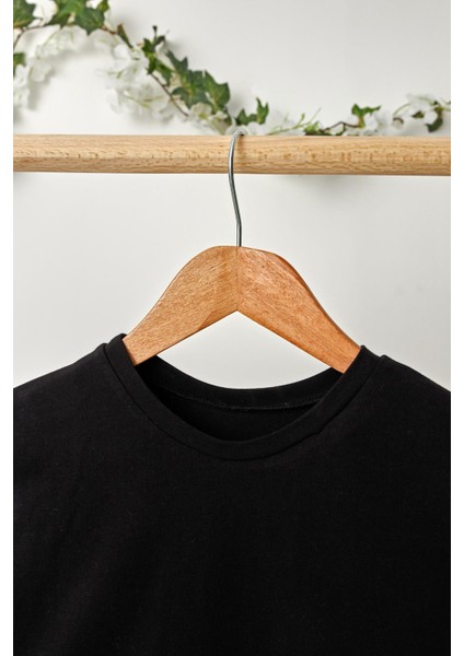 Siyah Kız Çocuk Kısa Kollu Bisiklet Yaka Terletmez, Rahat Pamuklu Penye T-Shirt modelleri