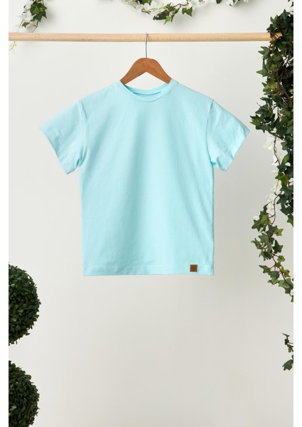 Bebe Mavi Kız Çocuk Kısa Kollu Bisiklet Yaka Terletmez, Rahat Pamuklu Penye T-Shirt