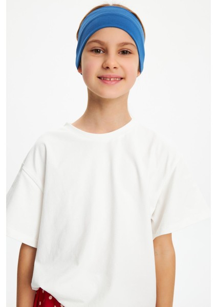 Parlament-Beyaz Kız Pamuklu Penye T-Shirt Bandana 2^li Takım -Spor Rahat Best Of Koleksiyon 3 indirimleri