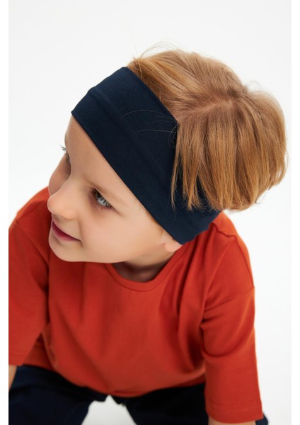 Lacivert-Kiremit Erkek Çocuk Pamuklu Penye Oversize Gri T-Shirt Lacivert Bandana 2'li Takım fırsatları