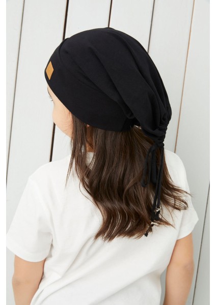 Kız Çocuk Siyah İp 4 Mevsim Şapka Bere Buff Yumuşak Penye fiyatları