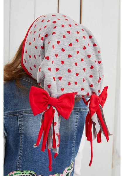 Kız Çocuk Gri Kalp Desenli Şapka Bere Yumuşak Çift Katlı Pamuklu Penye modelleri