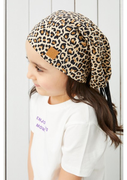 Kız Çocuk Harika Leopar İp 4 Mevsim Şapka Bere Buff Yumuşak Penye modelleri
