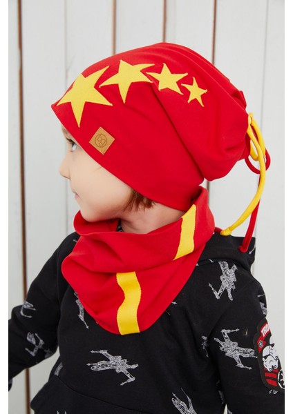 Sarı Kırmızı Fanatik Çocuk Bebek Şapka Bere Yumuşak Çift Katlı Spor Pamuklu Penye indirimleri