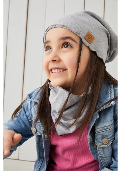 Gri Kız Çocuk Bebek Şapka Bere Yumuşak Pamuklu Penye modelleri