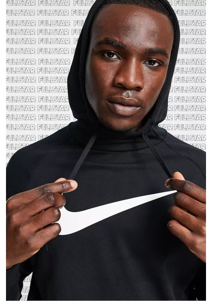 Therma Fit Pullover Hoodie Big Swoosh Kapüşonlu Termal Siyah Erkek Sweatshirt