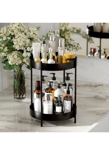 Mutfak Banyo Düzenleyici 35 cm Siyah 2 Katlı Çok Amaçlı Organizer Standı fiyatları
