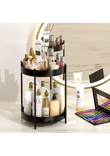 Mutfak Banyo Düzenleyici 35 cm Siyah 2 Katlı Çok Amaçlı Organizer Standı modelleri