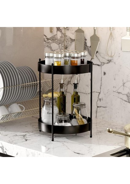 Mutfak Banyo Düzenleyici 35 cm Siyah 2 Katlı Çok Amaçlı Organizer Standı fırsatları