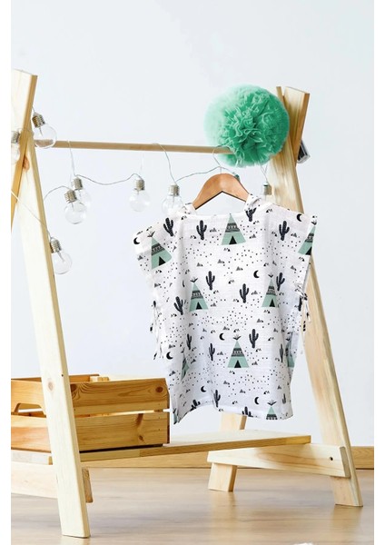 %100 Pamuk Müslin Kumaştan Bebek Panço