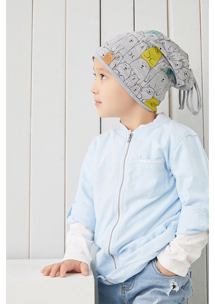 Erkek Çocuk Gri İp 4 Mevsim Şapka Bere Buff Yumuşak Penye fiyatları