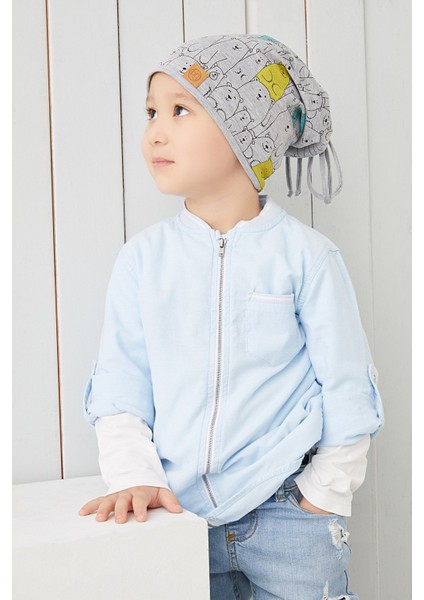 Erkek Çocuk Gri İp 4 Mevsim Şapka Bere Buff Yumuşak Penye modelleri