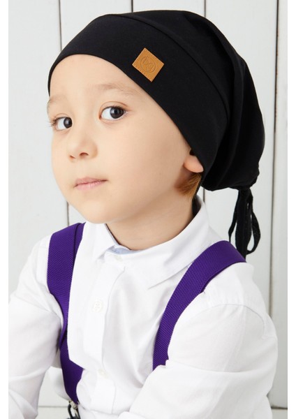 Erkek Çocuk Siyah İp 4 Mevsim Şapka Bere Buff Yumuşak Penye modelleri