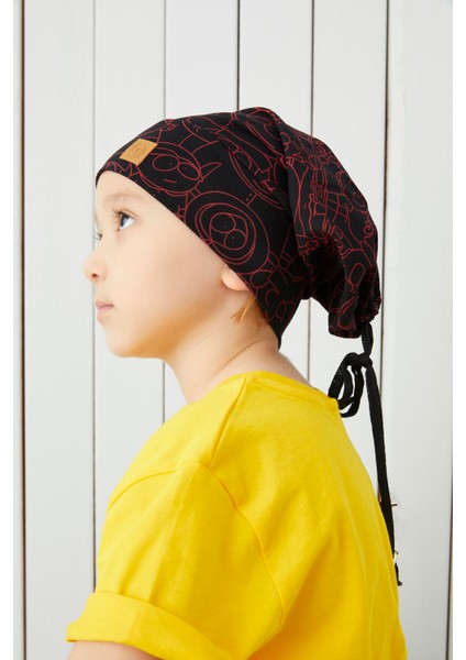 Erkek Çocuk Siyah Kırmızı İp 4 Mevsim Şapka Bere Buff Yumuşak Penye fiyatları