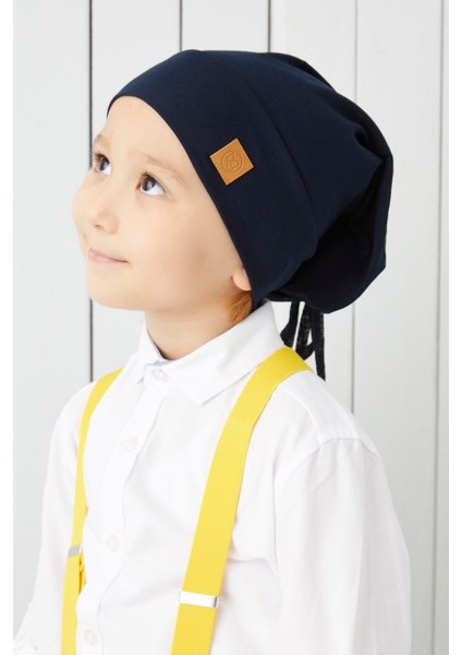 Erkek Çocuk Lacivert İp 4 Mevsim Şapka Bere Buff Yumuşak Penye