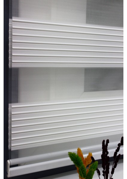 Ekru Geniş Plise Zebra Perde Güneşlik modelleri