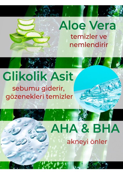 Yüz Tonik Salisilik Asit Aha+Bha Aloe Vera Aydınlatıcı Yüz Temizleme Toniği 200 ml