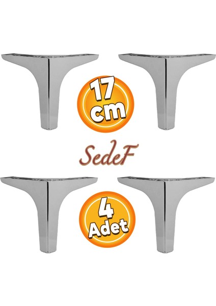 Sedef Lüks Mobilya Kanepe Sehpa Tv Ünitesi Koltuk Ayağı 17 cm Krom Ayakları 4 Adet