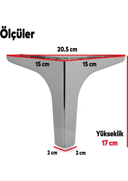 Sedef Lüks Mobilya Kanepe Sehpa Tv Ünitesi Koltuk Ayağı 17 cm Krom Ayakları 4 Adet modelleri