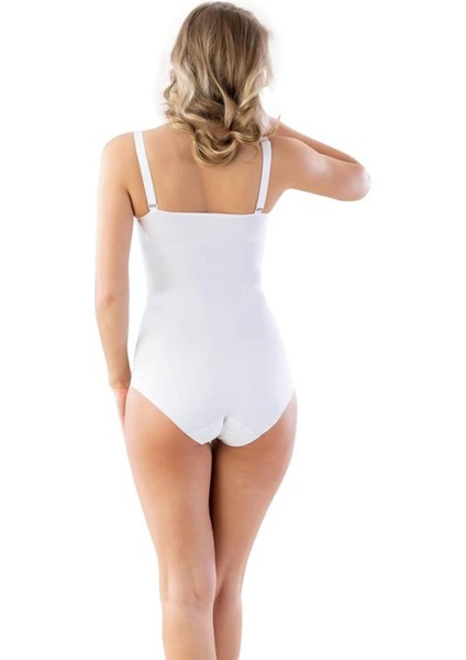 Beyaz Balenli Double Boy Slip Lazer Korse