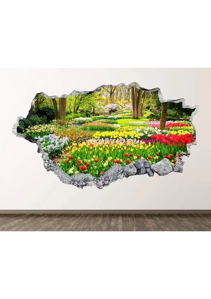 Çiçek Bahçesi Full Hd Baskı 3D Modern Duvar Sticker