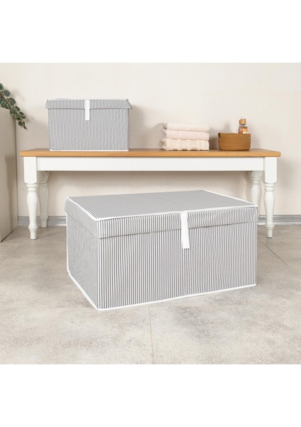 Mar Home Çok Amaçlı Baza Altı Mega Kutu Hurç Çizgili 60X40X30