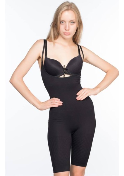 Siyah Göğsü Açık Paçalı Boy Korse