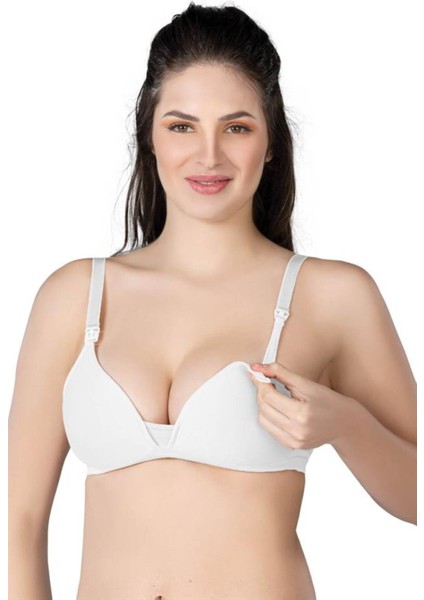 Beyaz Modal Cotton Kaplı Emzirme Sütyen