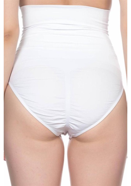 Beyaz Double Yüksek Bel Çıtçıtlı Slip Korse