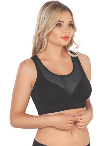 Siyah Seamless Tül Toparlayıcı Sütyen Korse