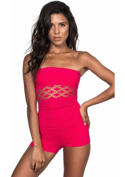 Fuşya Straplez Atlet Korse