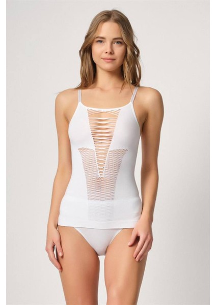 Beyaz Ip Askılı Atlet Korse