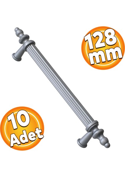 Polavit Mobilya Çekmece Mutfak Dolap Dolabı Kulpu Kulbu 128 mm Gri Sert Plastik Kulpları (10 ADET)