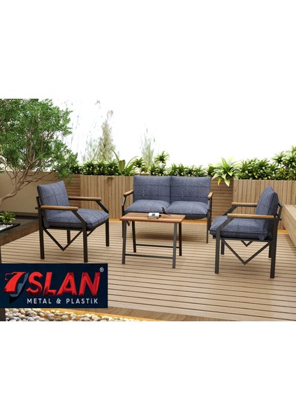 Valeni Model Balkon Cafe Bahçe Takımı Metal Koltuk Takımı Bahçe Mobilyası Çay Seti 2+1+1+Sehpa fırsatları
