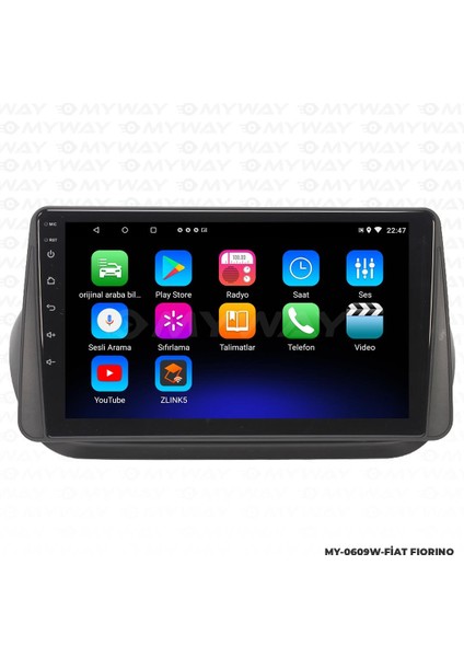 Fiat Fiorino Android 12 Multimedya Carplay 2gb RAM+32GB HDD Navigasyon Ekran
