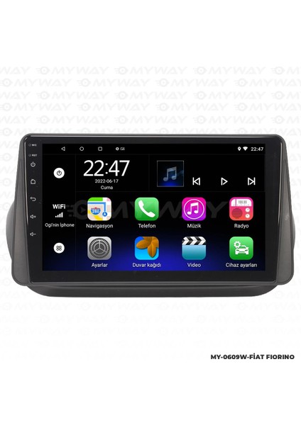 Fiat Fiorino Android 12 Multimedya Carplay 2gb RAM+32GB HDD Navigasyon Ekran
