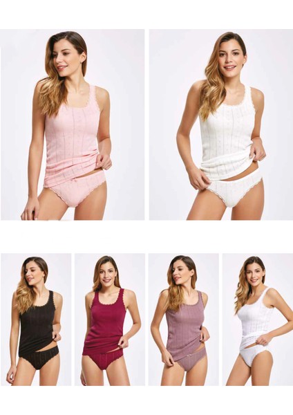 Jakarlı Geniş Askılı Atlet Bikini Takım Pamuk fiyatları