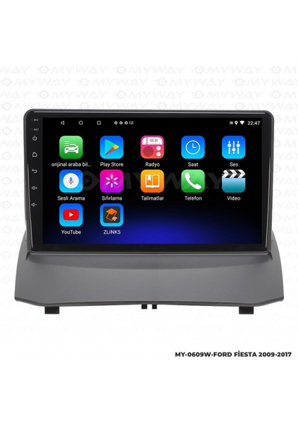 Ford Fiesta Android 12 Multimedya Carplay 2gb RAM+32GB HDD 2009-2012 Navigasyon Ekran